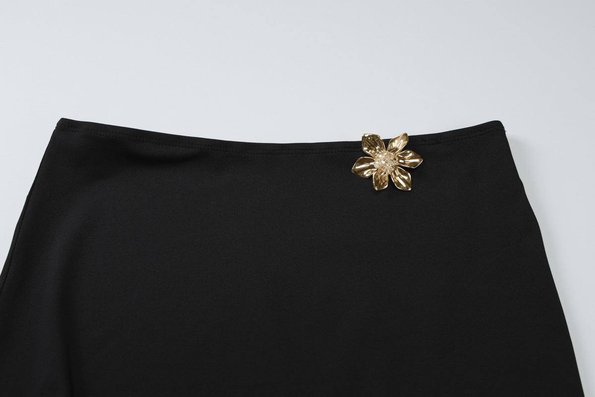 Slim Oblique Shoulder Skirt Suit