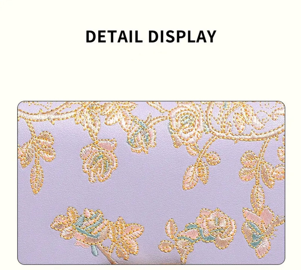 Ladies Cowhide Embroidery Bamboo Handbag