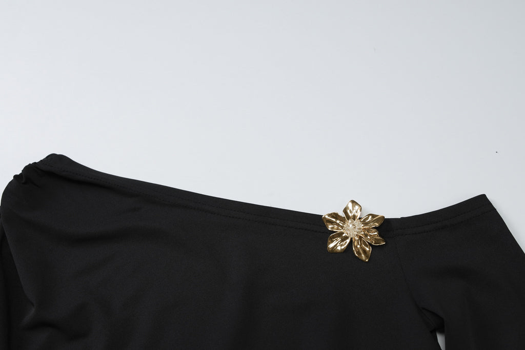 Slim Oblique Shoulder Skirt Suit