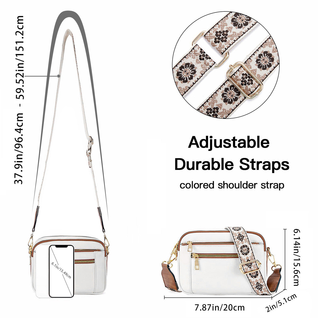 Women’s Triple Zipper Shoulder Bag