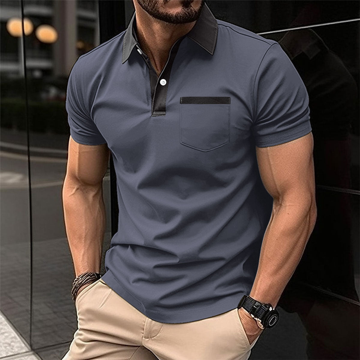 Men’s Lapel Slim Fit Polo Shirt