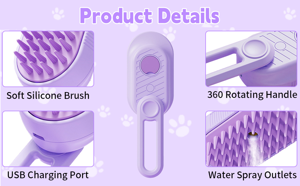 3-in-1 Cat & Dog Steam Brush
