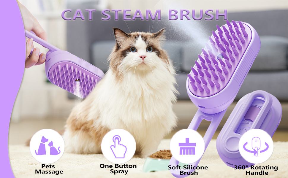 3-in-1 Cat & Dog Steam Brush